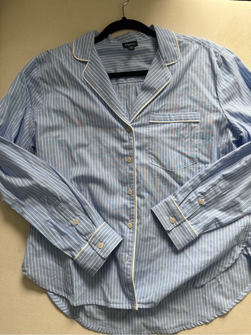 Light Blue Striped Gap Body Shirt with Contrast Piping